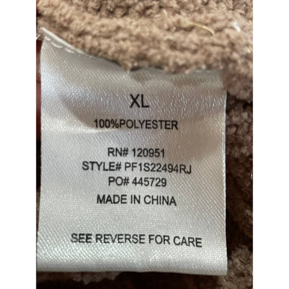 Pink Republic Womens Chenille Hoodie Sweater Brown Ribbed Knit Quarter Zip XL - Picture 9 of 10